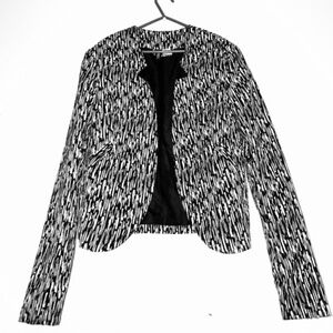 H&M Divided Abstract Black and White Striped collarless Blazer/Jacket/Suit